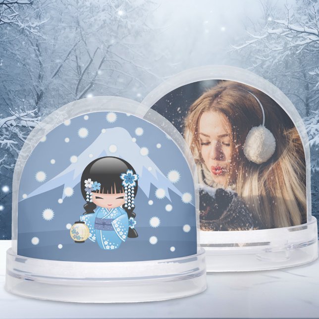 Winter Geisha Girl Custom Photo Snow Globe (Subido por el creador)