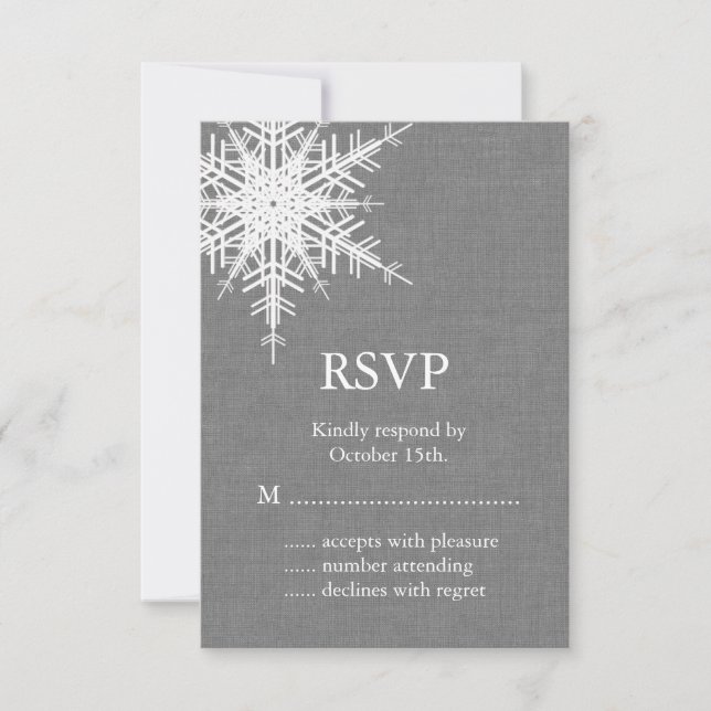 Winter Gray Burlap RSVP (Anverso)