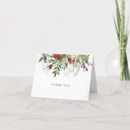 Winter Greenery Gracias Tarjeta De Nota Doblada