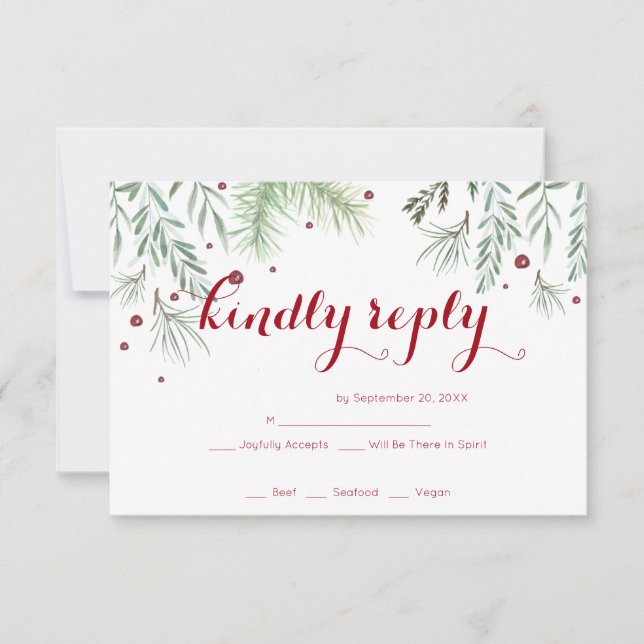 Winter Greenery Wedding RSVP (Anverso)
