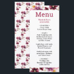 Winter Hellebore Floral Burgundy Wedding Menu<br><div class="desc">Set the tone for a romantic winter or early spring celebration with this elegant hellebore wedding menu. Featuring rich burgundy and blush watercolor hellebore florals accented with delicate gold botanical linework, this design is perfect for couples seeking a timeless yet modern aesthetic. The rounded arch frame and refined typography create...</div>