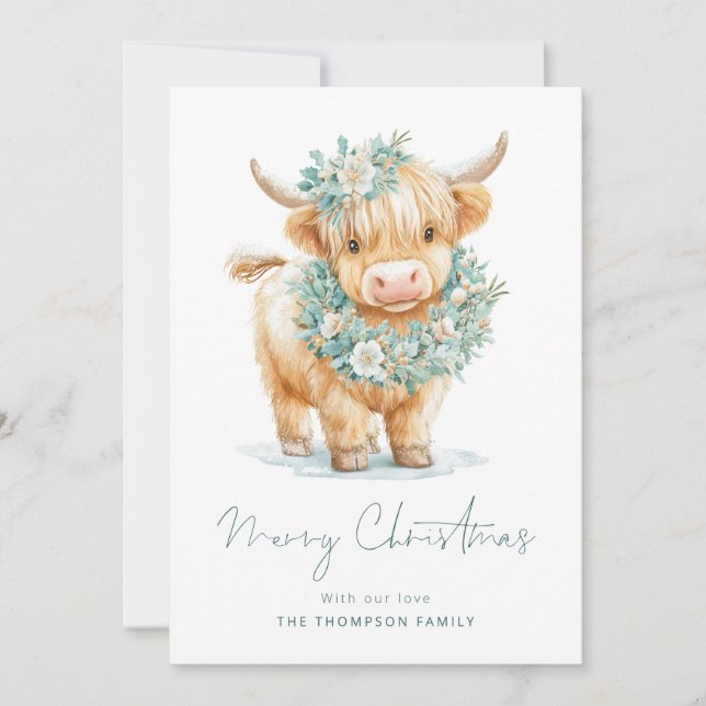 Winter Highland Cow 2026 Calendario Feliz Navidad (Anverso)