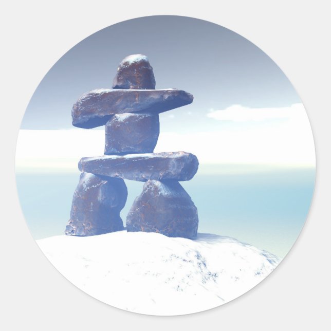 Winter inukshuk Pegatina (Anverso)