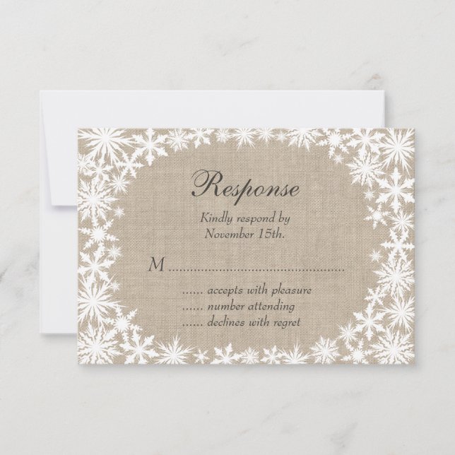 Winter Lace en Burlap RSVP (Anverso)