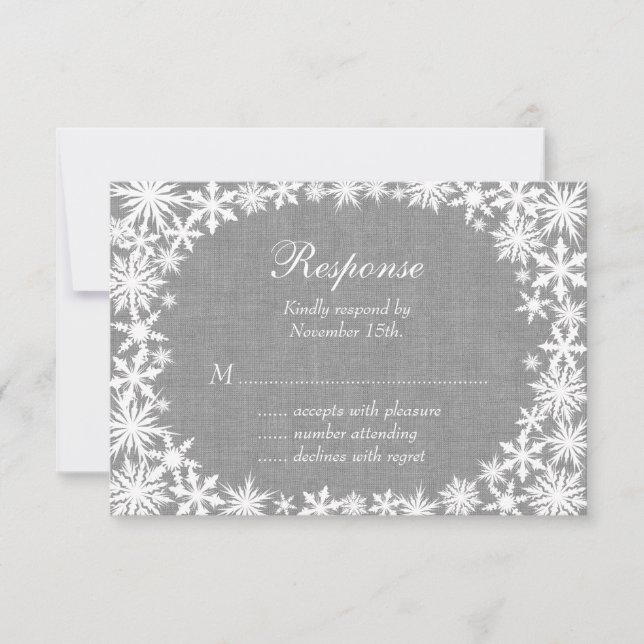 Winter Lace en Gray Linen RSVP (Anverso)