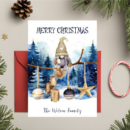 Winter Lady Gnome Blue Forest Feliz Navidad