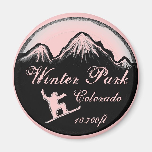 Winter Park Colorado imán de arte de snowboard ros (Frente)