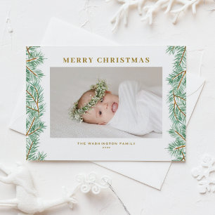 Winter Pine Needles Garland Foto Feliz Navidad