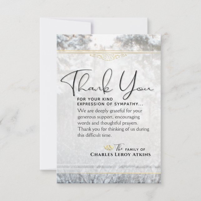 Winter Pine Trees 3.5x5 Simpatía Gracias Tarjeta (Anverso)