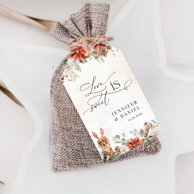 Winter Red Greenery Pinecone Boda etiqueta de rega (Subido por el creador)