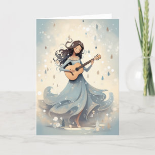 Winter Scandi Boho Chica de guitarra Navidad músic