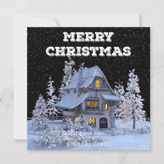 Winter Scenery Snowy House Feliz Navidad (Anverso)