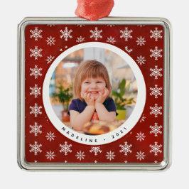 Winter Snowflakes Photo Name Ornamento de Navidad