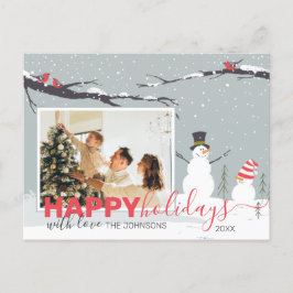 Winter Snowman feliz vacaciones tarjeta de bienven