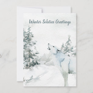Winter Solstice saluda la tarjeta de lobo forestal