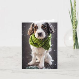 Winter Springer Spaniel Puppy Tarjeta de saludo