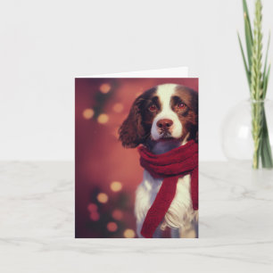 Winter Springer Spaniel Puppy Tarjeta de saludo