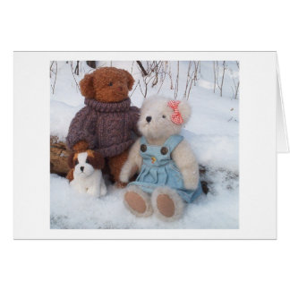 Winter Teddy Couple con cachorro