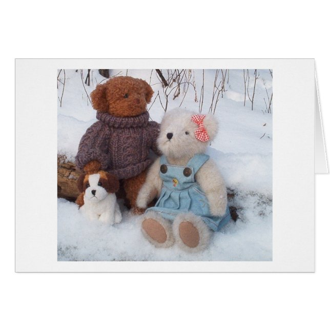 Winter Teddy Couple con cachorro (Anverso (Horizontal))