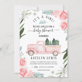 Winter Truck Baby Shower Invitación Floral