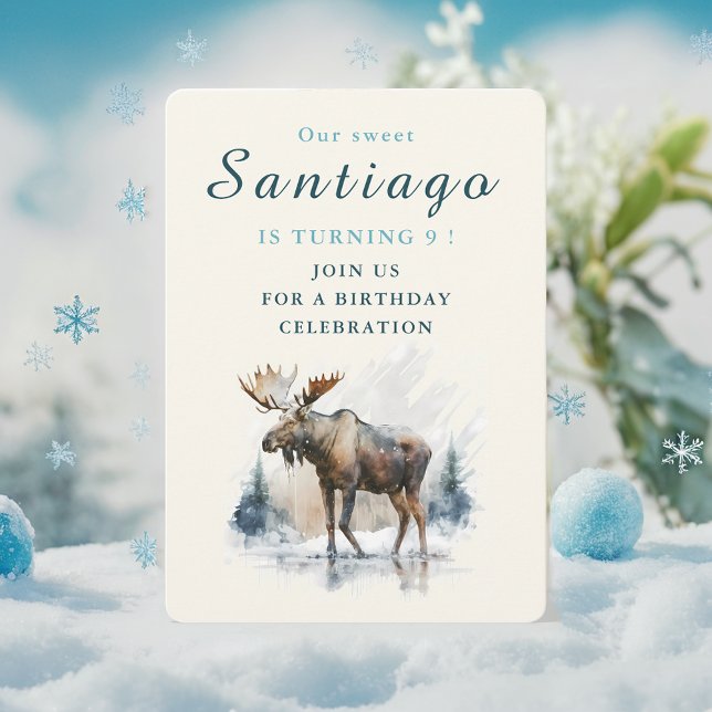 Winter vibes Moose - Tarjeta de invitación de cump (Subido por el creador)