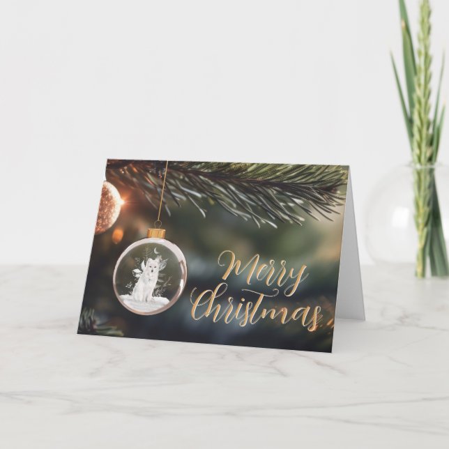Winter Wolf con tarjeta de Navidades Florals (Anverso)