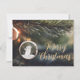 Winter Wolf con tarjeta de Navidades Florals