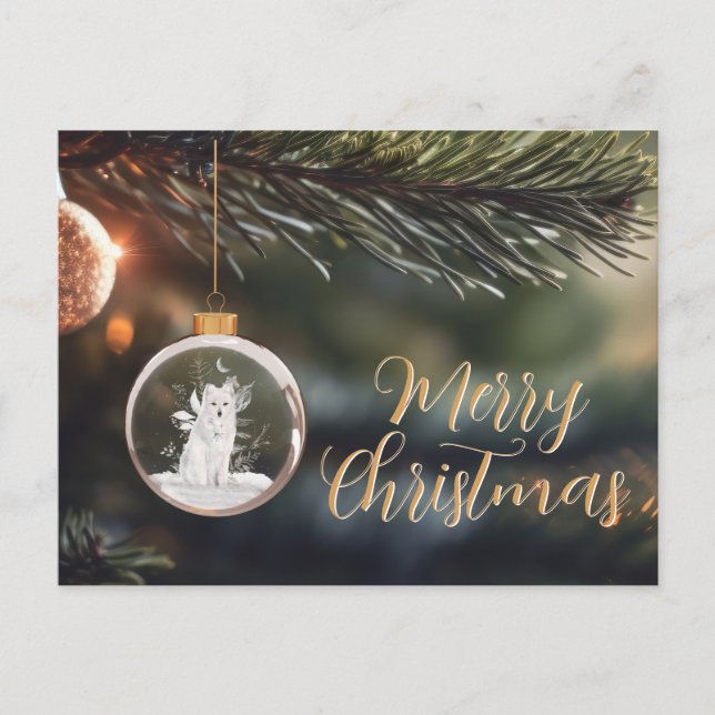 Winter Wolf con tarjeta de Navidades Florals (Anverso)