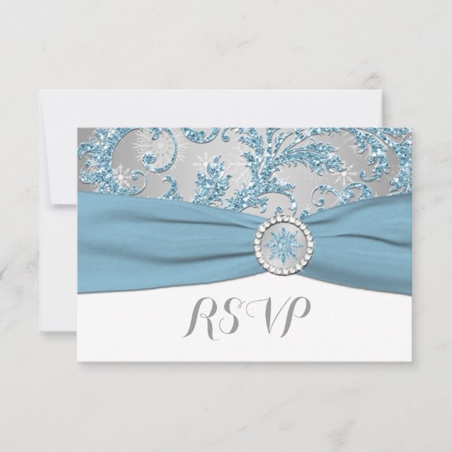 Winter Wonderland, BUCKLE Wedding IMPRESO RSVP 4 (Anverso)