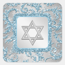 Winter Wonderland Damask Bat Mitzvah Pegatina 11
