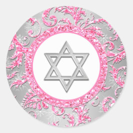 Winter Wonderland Damask Bat Mitzvah Pegatina 2