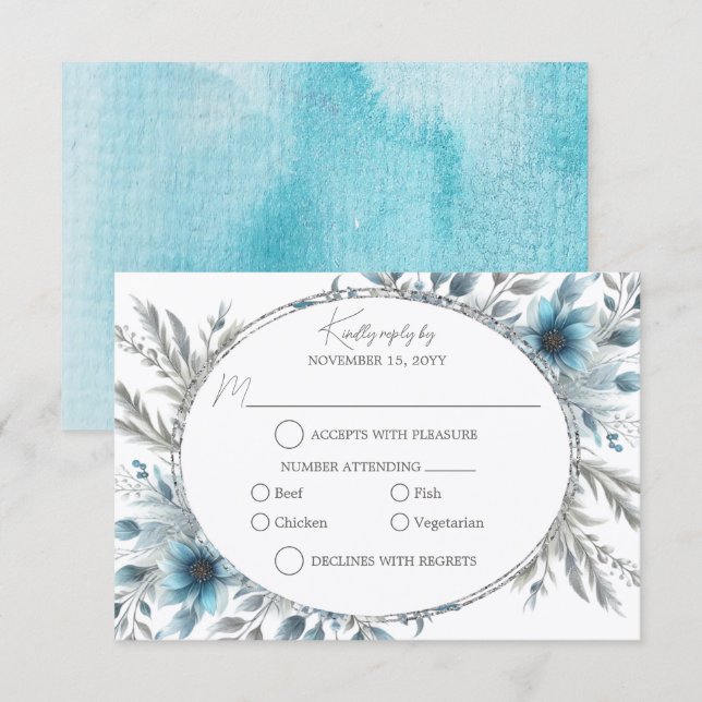 Winter Wonderland Floral RSVP (Anverso / Reverso)