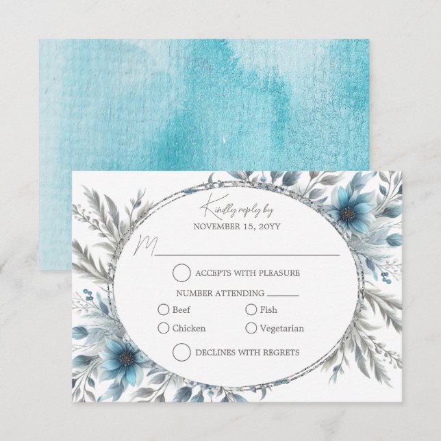 Winter Wonderland Floral RSVP (Anverso / Reverso)