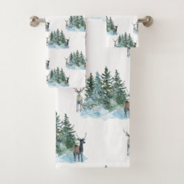 Winter Wonderland Forest Antlers Pine Trees