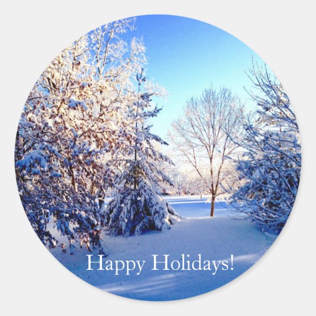 Winter Wonderland Happy Holiday Pegatinas (Anverso)