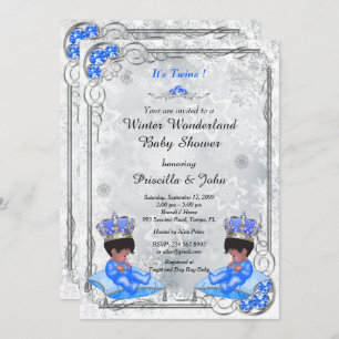 Winter Wonderland Invitación a Baby Shower Twins B