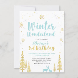Winter Wonderland - Invitación de tercer cumpleaño