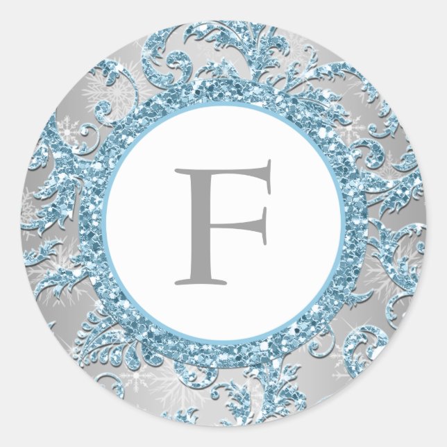 Winter Wonderland Monogrammed Boda Pegatina (Anverso)