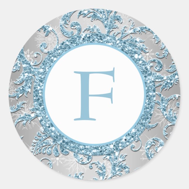 Winter Wonderland Monogrammed Boda Pegatina 2 (Anverso)