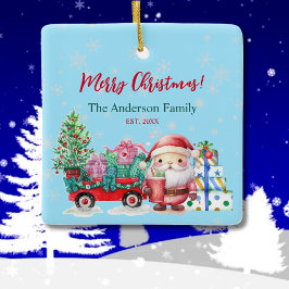 Winter Wonderland Santa Gifts Watercolor Ornamento