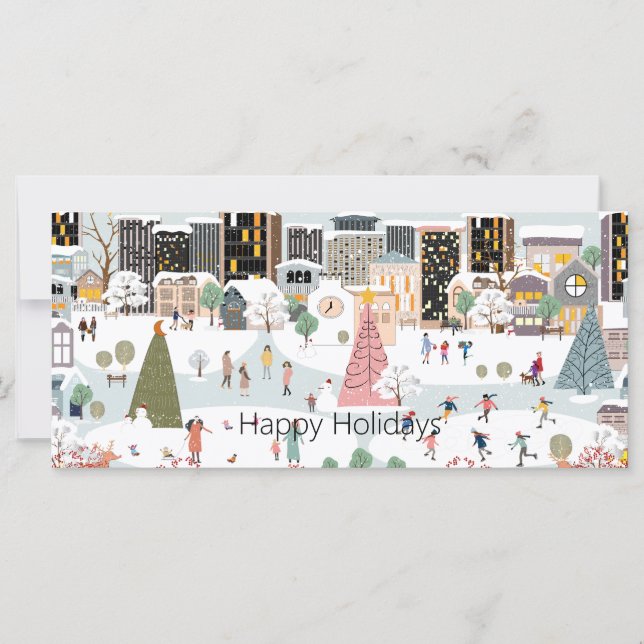 Winter Wonderland Scene Two Photo Flat Card