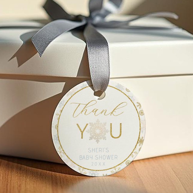 Winter Wonderland Snowflake Etiqueta Gracias (Winter Wonderland Gift Tag)