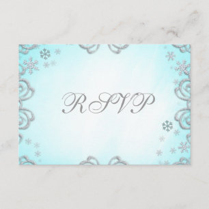 Winter Wonderland Swirl Snowflakes Tarjeta RSVP