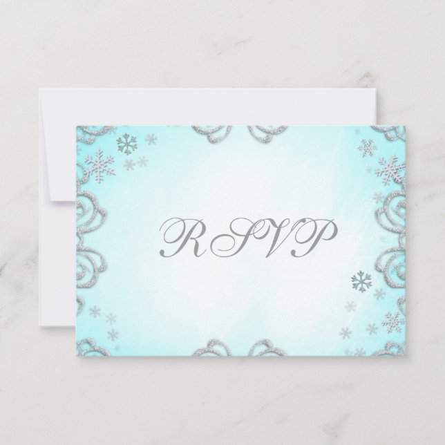 Winter Wonderland Swirl Snowflakes Tarjeta RSVP (Anverso)