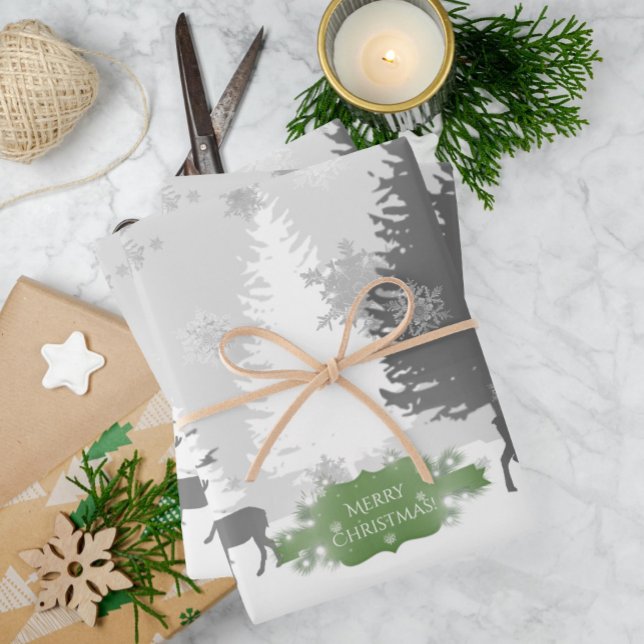 Winter Wonderland Wrapping Paper hojas planas Gree (Green Winter Wonderland Wrapping Paper Sheets)