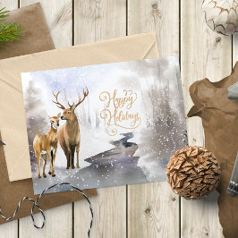 Winter Woodland Deer Happy Holidays