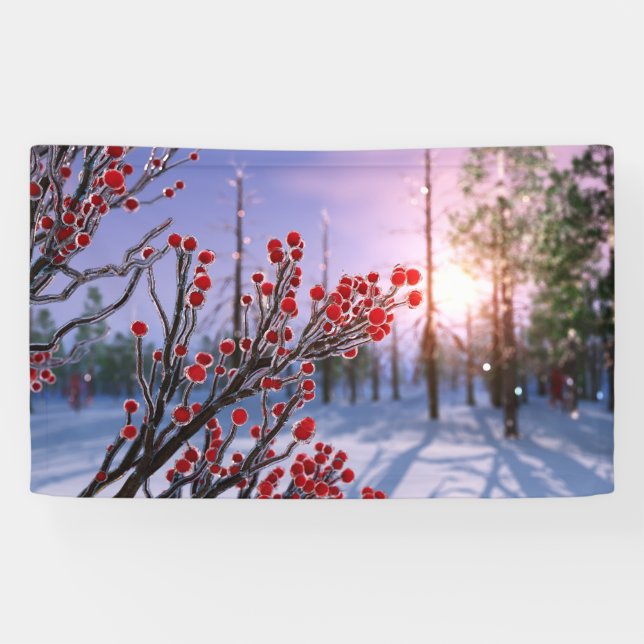 Winterberry en la pancarta del hielo (Horizontal)