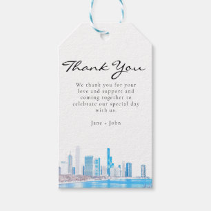 Wintertime Chicago Skyline Gracias etiqueta de reg