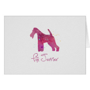 Wire Fox Terrier Silhouette Watercolor Design