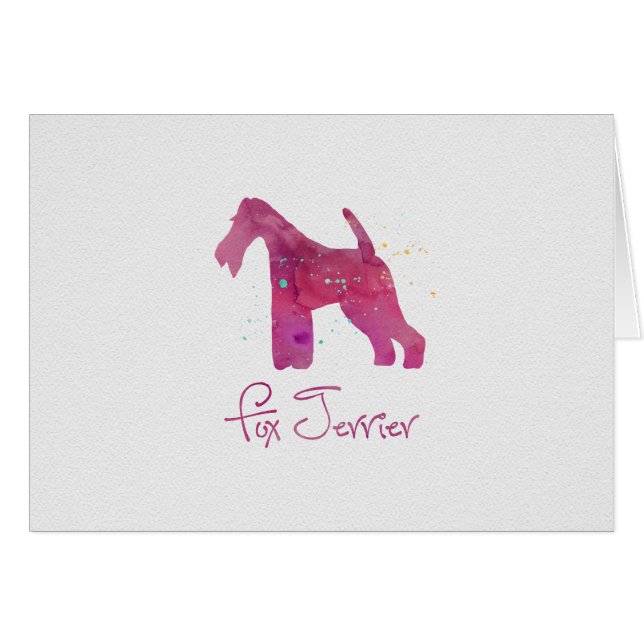 Wire Fox Terrier Silhouette Watercolor Design (Anverso (Horizontal))